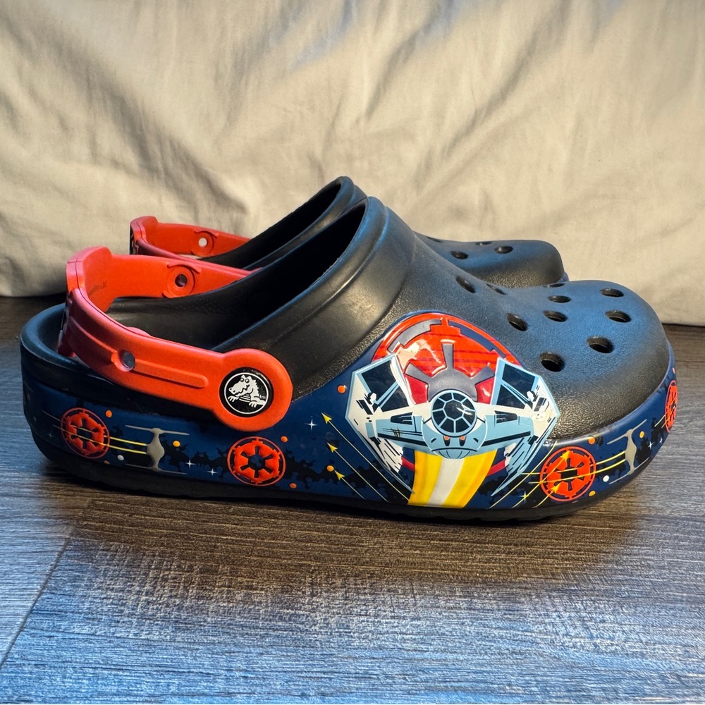 CROCS Black and Red Sandals with Ventilation Holes
